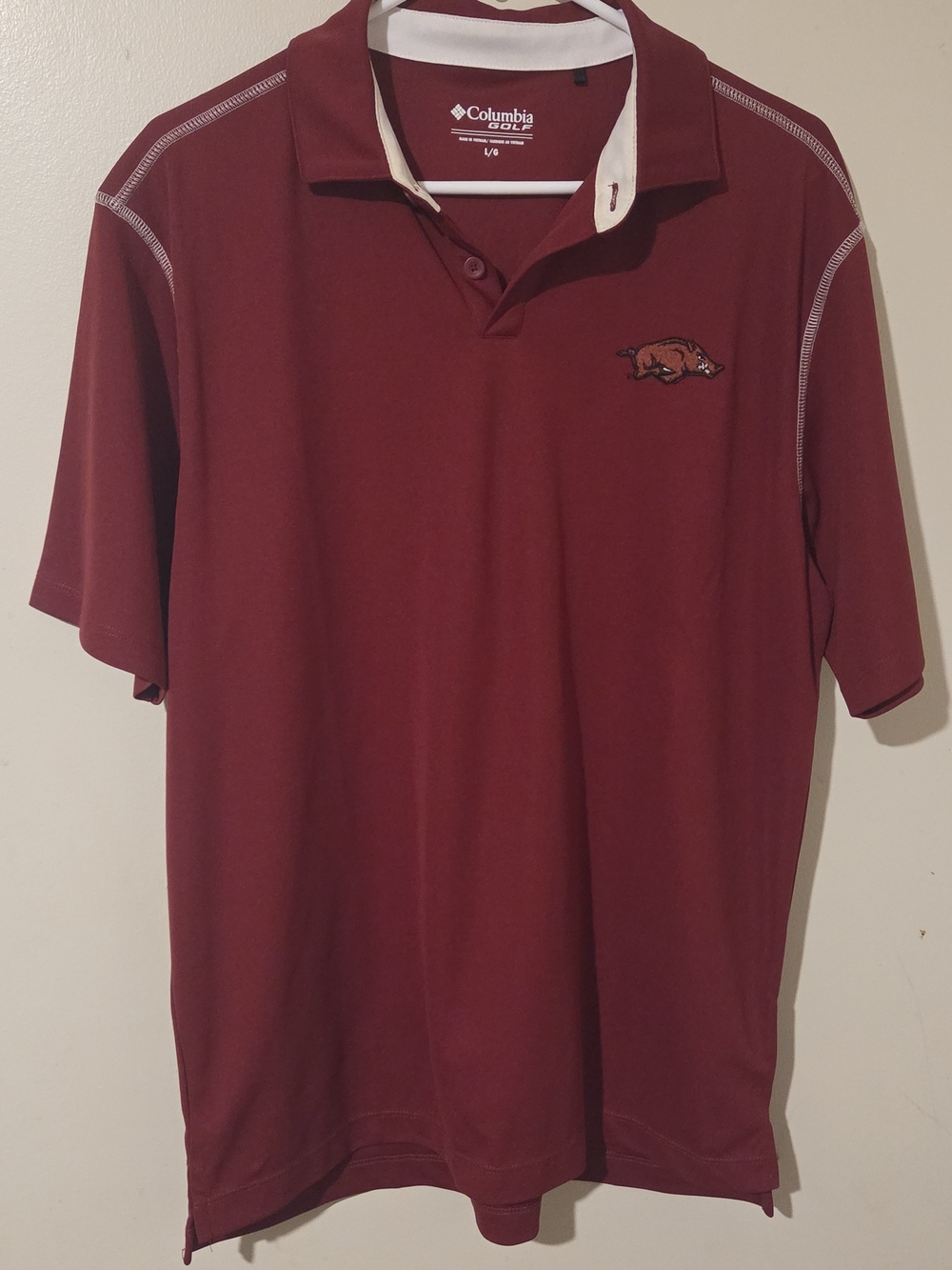 Columbia Men's Maroon Polo with Embroidered Razorback